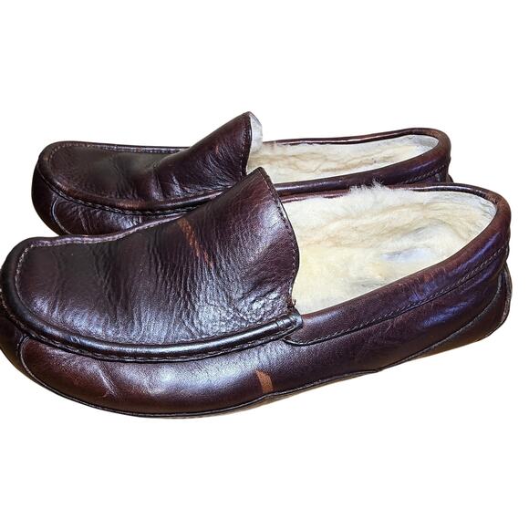 Ugg Men\'s Slippers Size 9 Dark Brown Leather F19018E Ascot
Shearling Lined main image 5